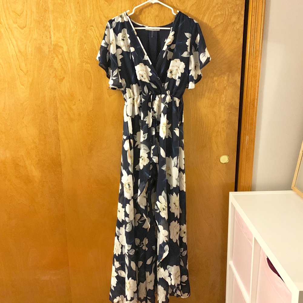 Navy Floral Romper Maxi